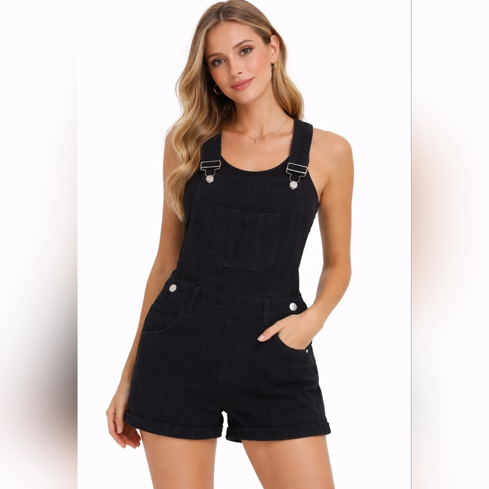 Shein Women's Black Denim Overalls